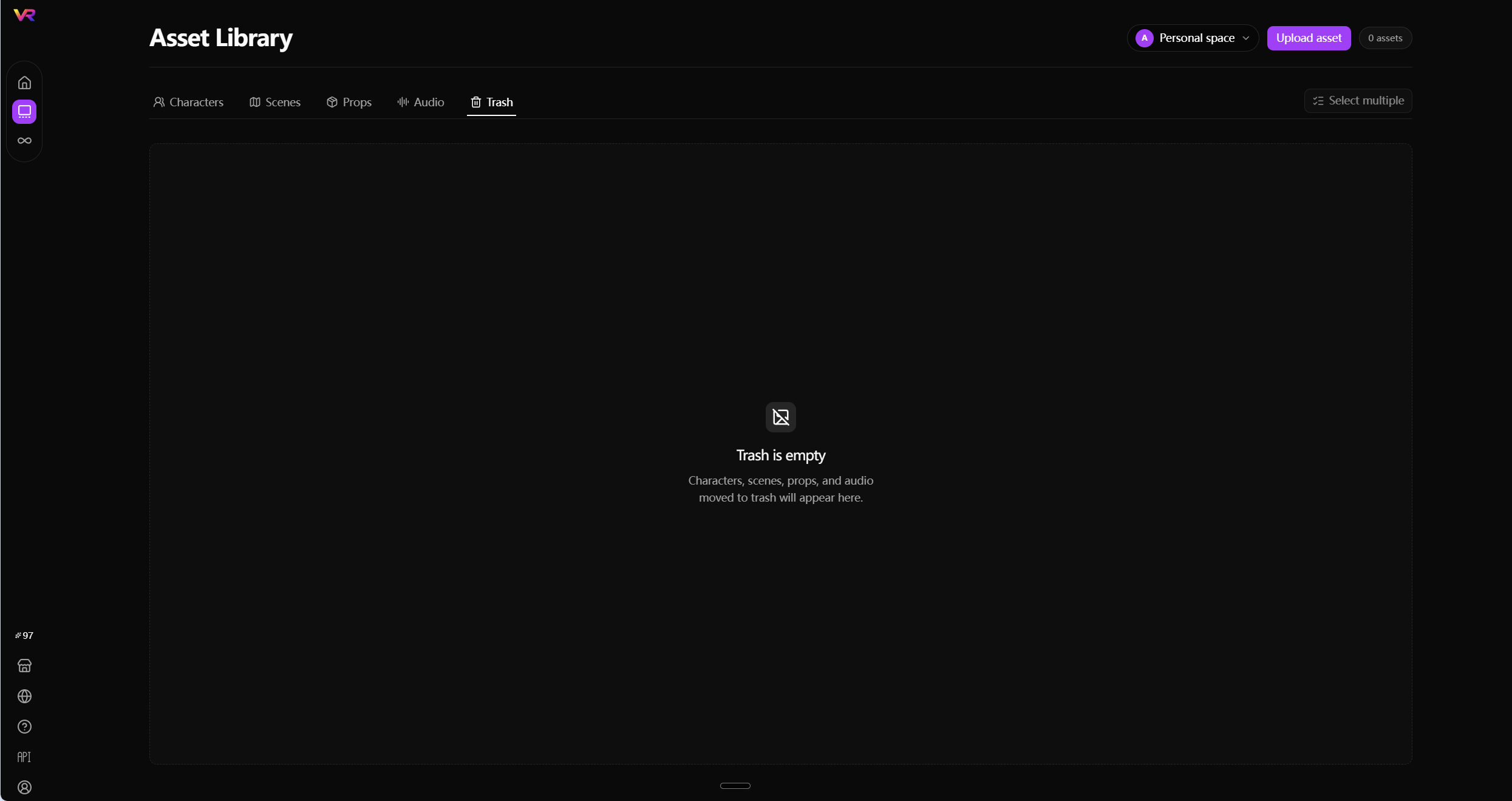 Asset Library Trash