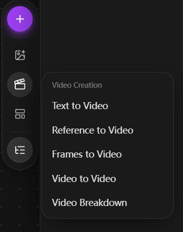Canvas video generation entry