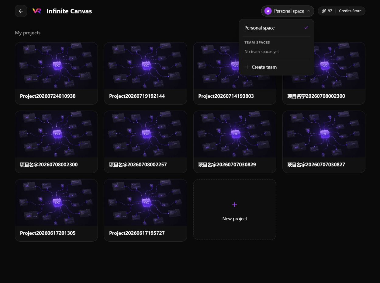 Canvas space selector