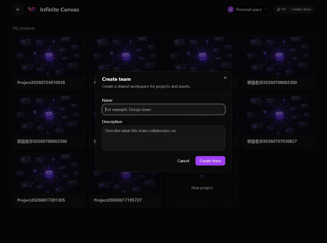 Create a Canvas team